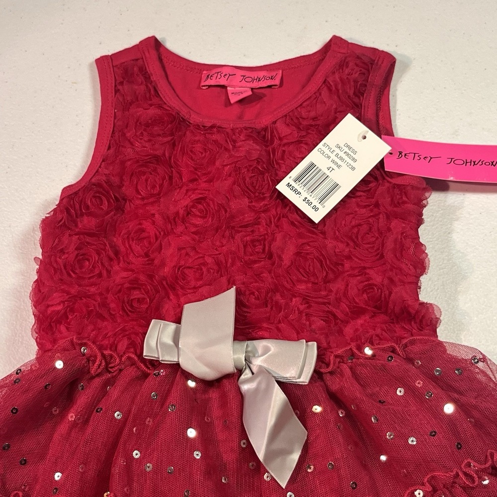 NWT Betsy Johnson Girls‎ 4T Floral Dress Red Roses Msrp $50